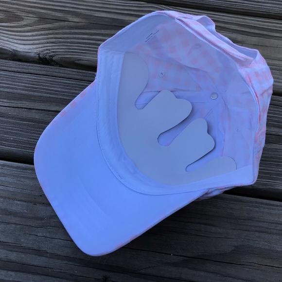 Women Cap Gingham Print Hat Pink/White Baseball - Picture 6 of 8